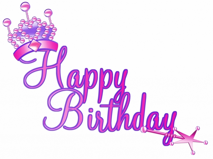Happy Birthday text with crown and magic wand