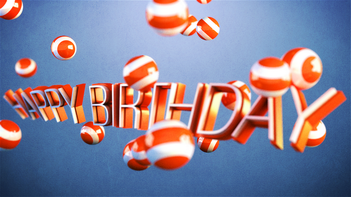 Happy Birthday text with balloons