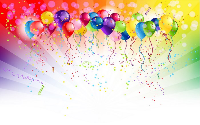 Happy Birthday Balloons and Confetti