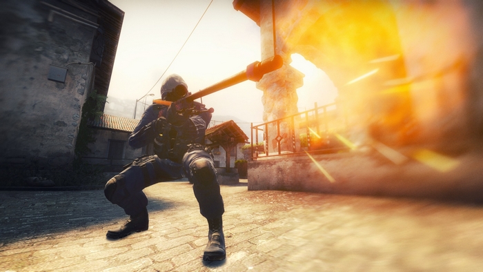 Counter-Strike: Global Offensive character firing a weapon