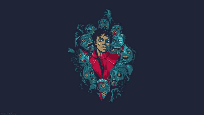 Michael Jackson surrounded by zombies