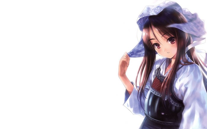 Calm Anime Girl with Flowing Hair and Light Veil