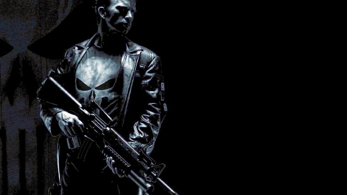 The Punisher holding a rifle