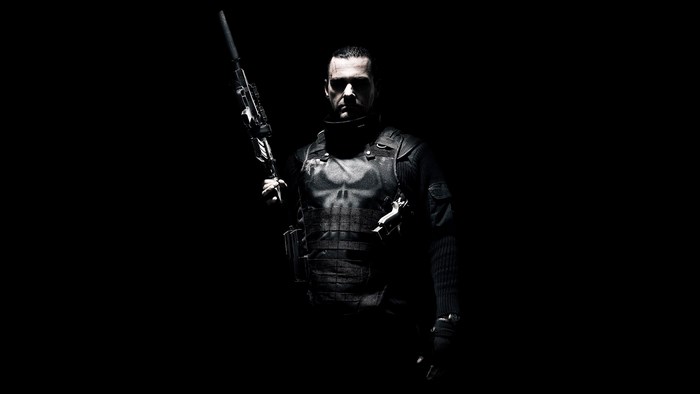 The Punisher holding a rifle