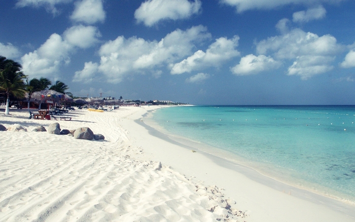 Tropical beach with white sand and turquoise water