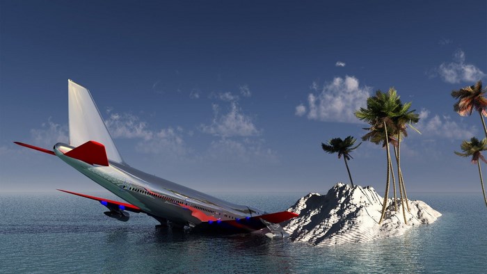 Airplane crashed on a deserted island