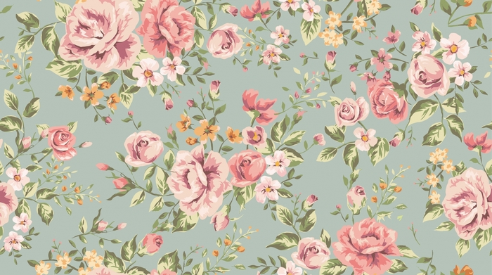 Vintage floral pattern with pink roses