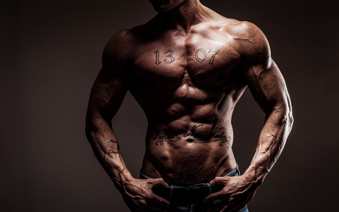 Muscular man with tattoos