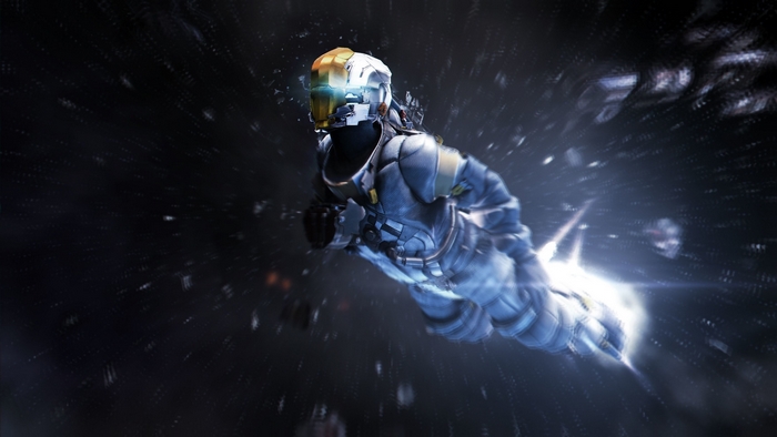 Astronaut in a futuristic suit in space