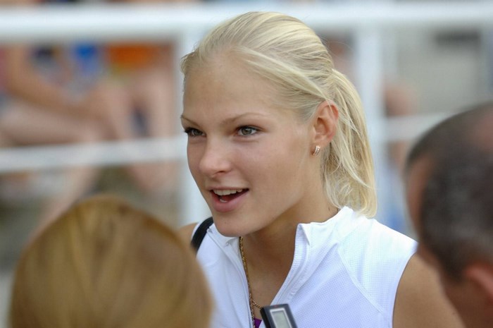 Darya Klishina interviewed by reporters