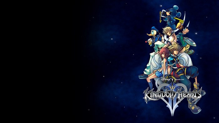 Kingdom Hearts II characters with Disney and Square Enix logos
