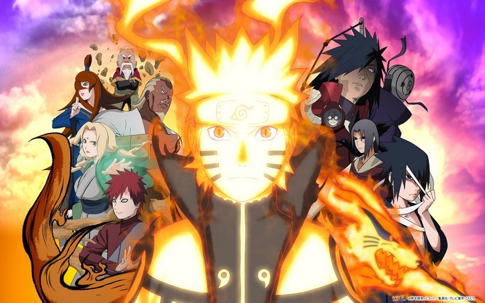 Naruto in Kurama Chakra Mode with Shinobi Allies