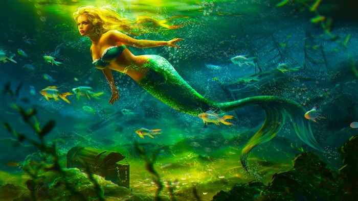 Enchanting Mermaid Swimming Underwater