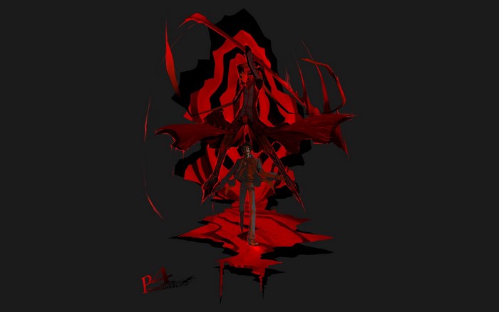 Persona 4 character with red demonic entity