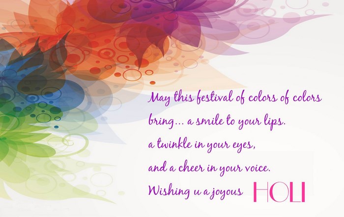 Holi festival greeting with colorful floral design
