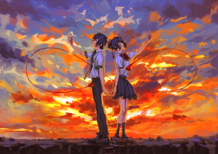 Taki and Mitsuha from Your Name