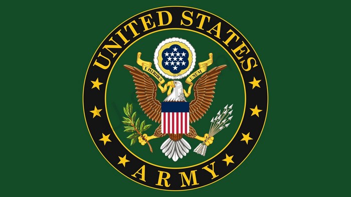 United States Army Emblem on Green Background