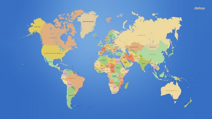 World map with countries labeled