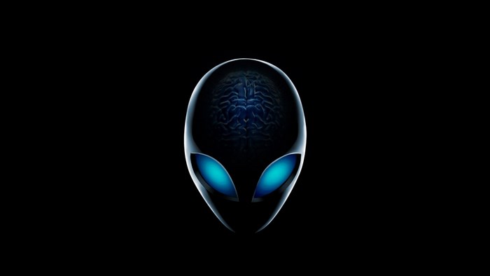 Alienware logo with brain and blue eyes