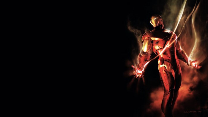 Iron Man with energy blasts