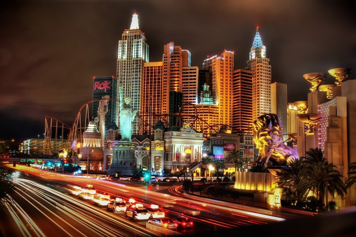 Las Vegas Strip at Night with Light Trails