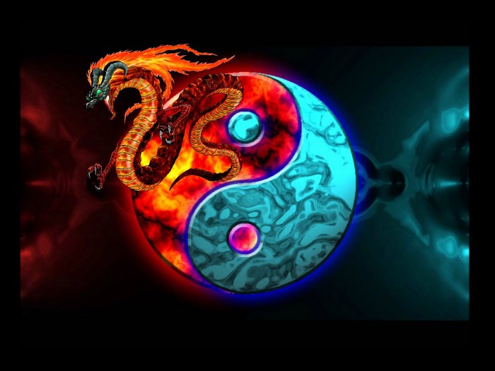 Dragon and Yin Yang Symbol