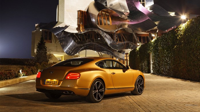 Bentley Continental GT parked at night
