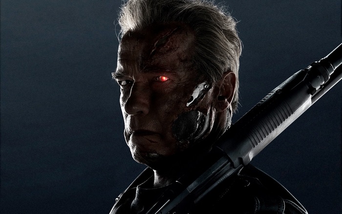 Arnold Schwarzenegger as Terminator with shotgun