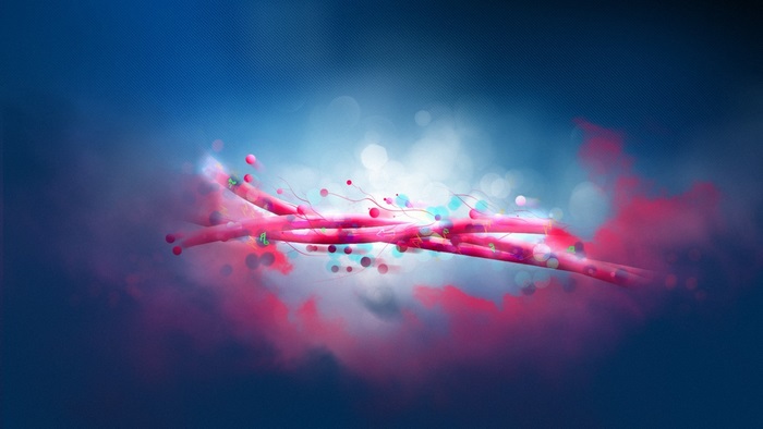 Abstract pink and blue light streaks