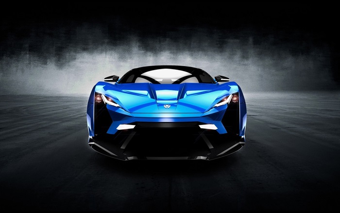 Blue sports car on a dark background