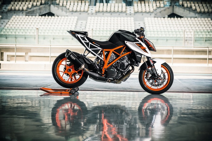 KTM 1290 Super Duke R motorcycle on display