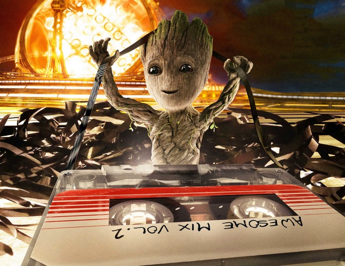 Baby Groot Holding Cassette Tape
