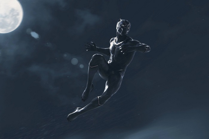 Black Panther in mid-air jump