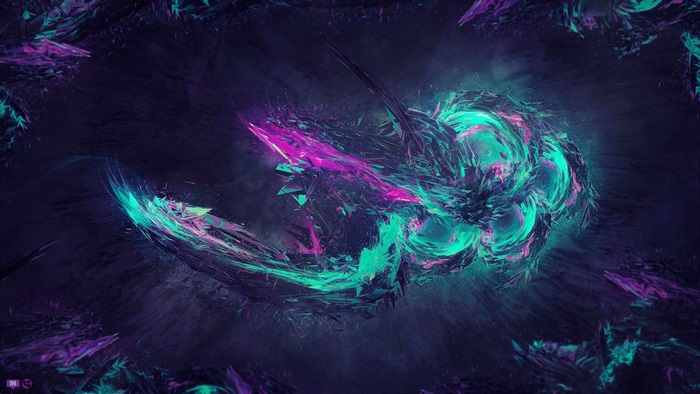 Abstract fractal art with purple and teal colors