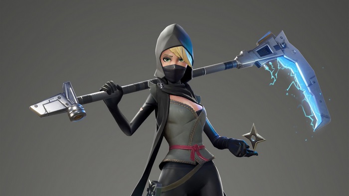 Fortnite Character with Scythe and Shuriken