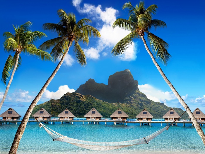 Bora Bora 4K Overwater Bungalows and Hammock