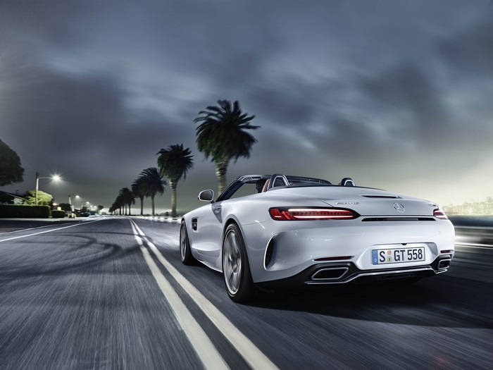 Mercedes AMG Convertible Driving at Night 4K