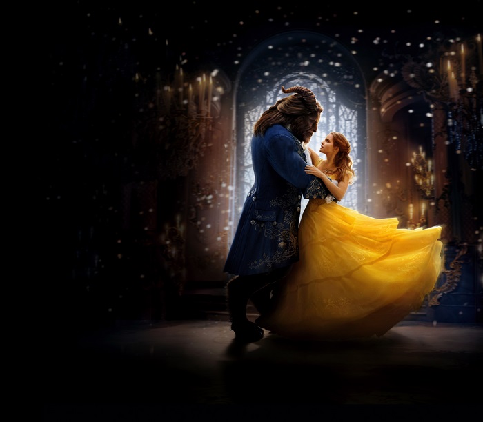 Belle and Beast dancing in ballroom 4K