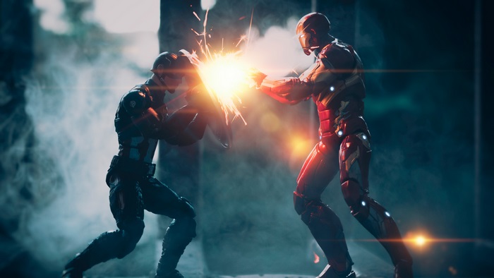 Captain America and Iron Man fighting 4K