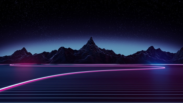 Neon Retro Futuristic Mountains 4K