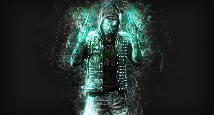 Man from Watch Dogs 2 in neon green
