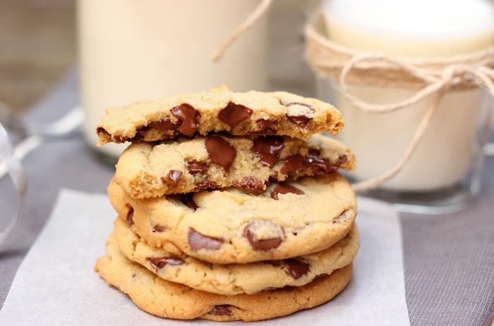 Chocolate chip cookies and milk