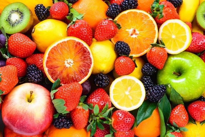 Assortment of fresh fruits in 4K