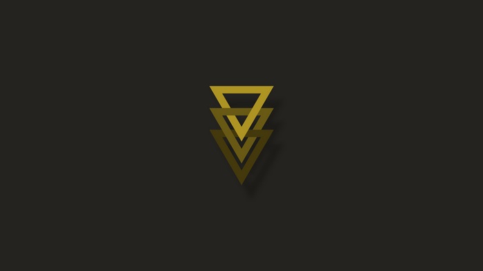 Minimalist golden triangles on dark background 4K