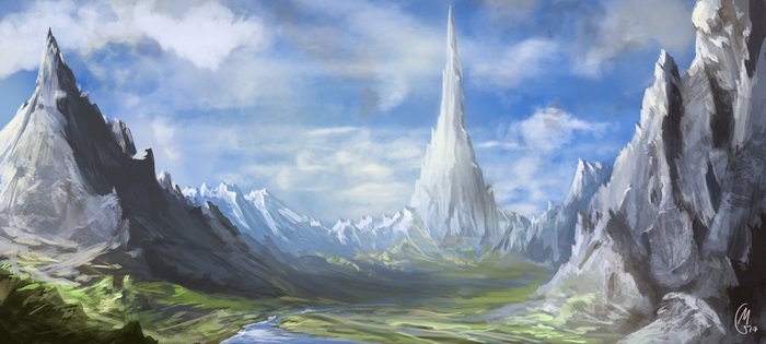 4K Landscape of Jagged Mountains and Valley