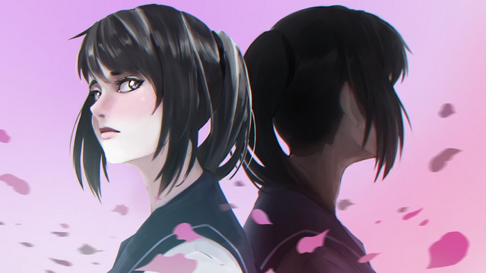 Yandere Simulator 4K Art of Two Girls Back to Back