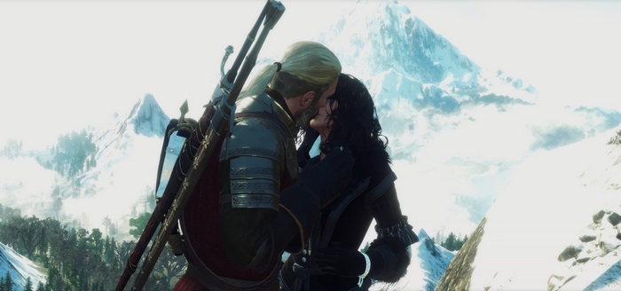 Geralt and Yennefer kissing in The Witcher 3 Wild Hunt 4K