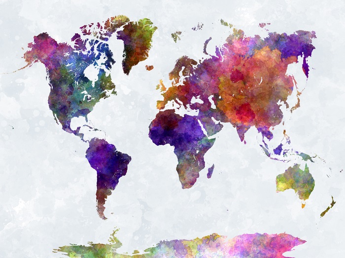Watercolor World Map 4K