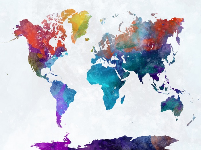 Colorful Watercolor World Map 4K