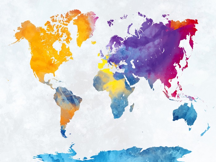 Watercolor World Map 4K